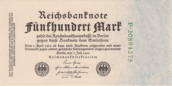 500 Mark 1922 ro.71c P